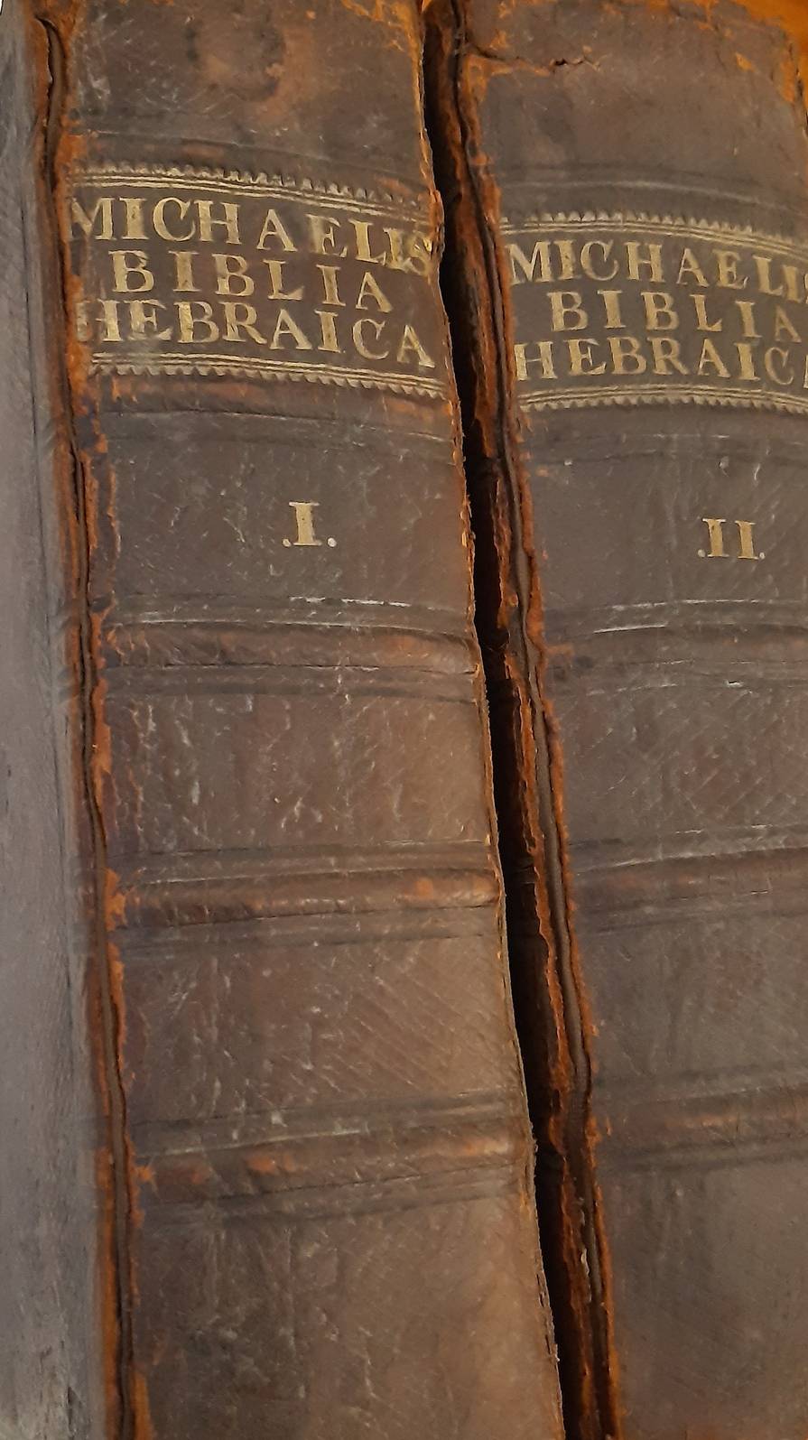 MICHAELIS, J.H. (ed.). (Hebrew). `Esrim we-`Arba` Sifrei ha-Kodesh. Biblia Hebraica ex aliquot manuscriptis et compluribus impressis codicibus, item Masora tam edita, quam manuscripta..cura ac studio Io. Heinr. Michaelis. 2 vols. (complete).
