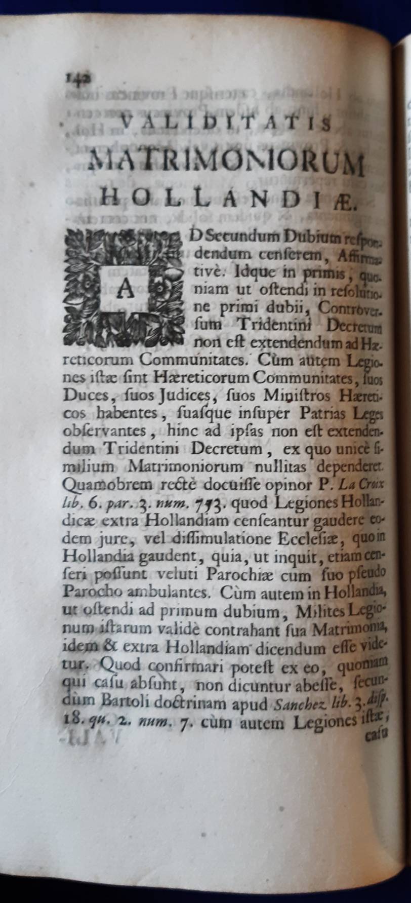 BENEDICTUS XIV (1675-1758). Declaratio SSmi D.N. Benedicti PP. XIV, super matrimonis Hollandiae et Foederatii Belgii,