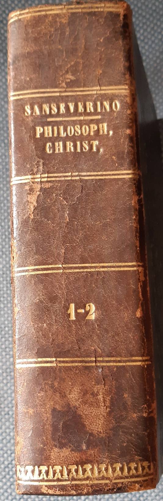 SANSEVERINO, CAIETANUS. Philosophiae Christianae cum antiqua et nova comparatae Caietani Can. Sanseverino Compendium.
Opera et Studio Nuntii Can. Signoriello Lucubratum Ad usum scholarum clericalium. Editio nona. Vols. 1-2.