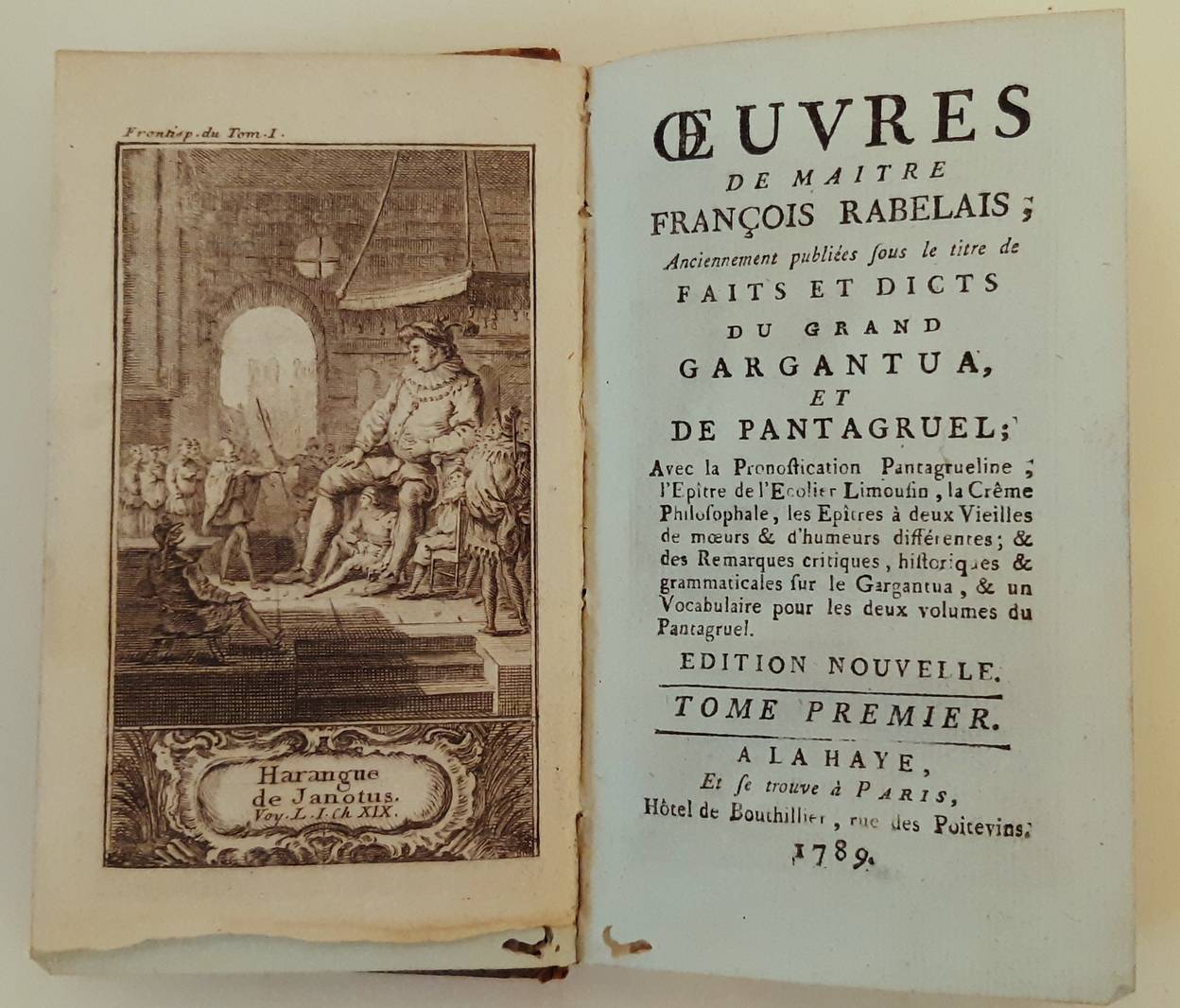 RABELAIS, FRANÇOIS. Oeuvres de Maitre Rabelais; Anciennement publiées sous le titre de Faits et Dicts du Grand Gargantua, et de Pantagruel...Edition nouvelle. 3 vols.