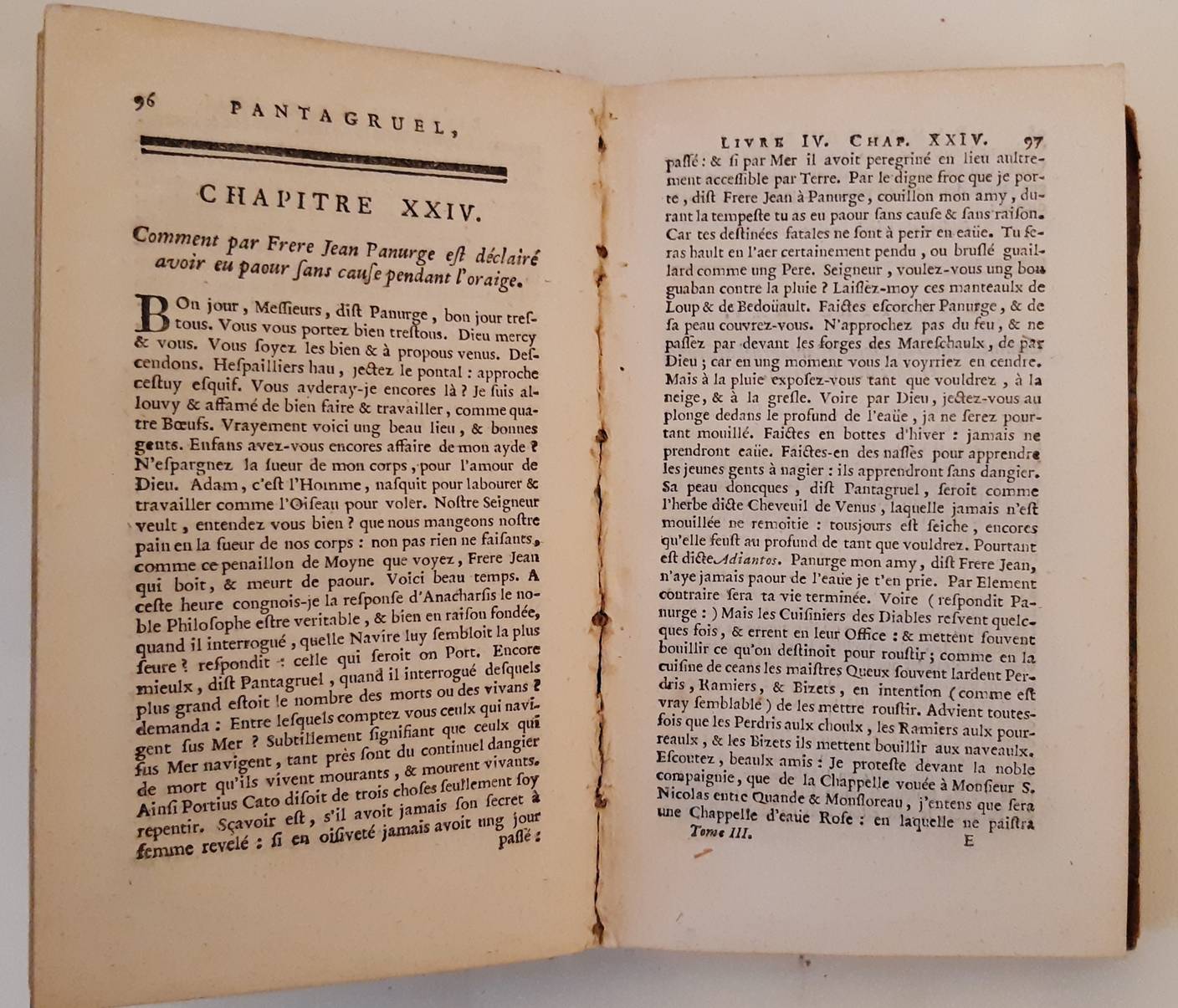 RABELAIS, FRANÇOIS. Oeuvres de Maitre Rabelais; Anciennement publiées sous le titre de Faits et Dicts du Grand Gargantua, et de Pantagruel...Edition nouvelle. 3 vols.