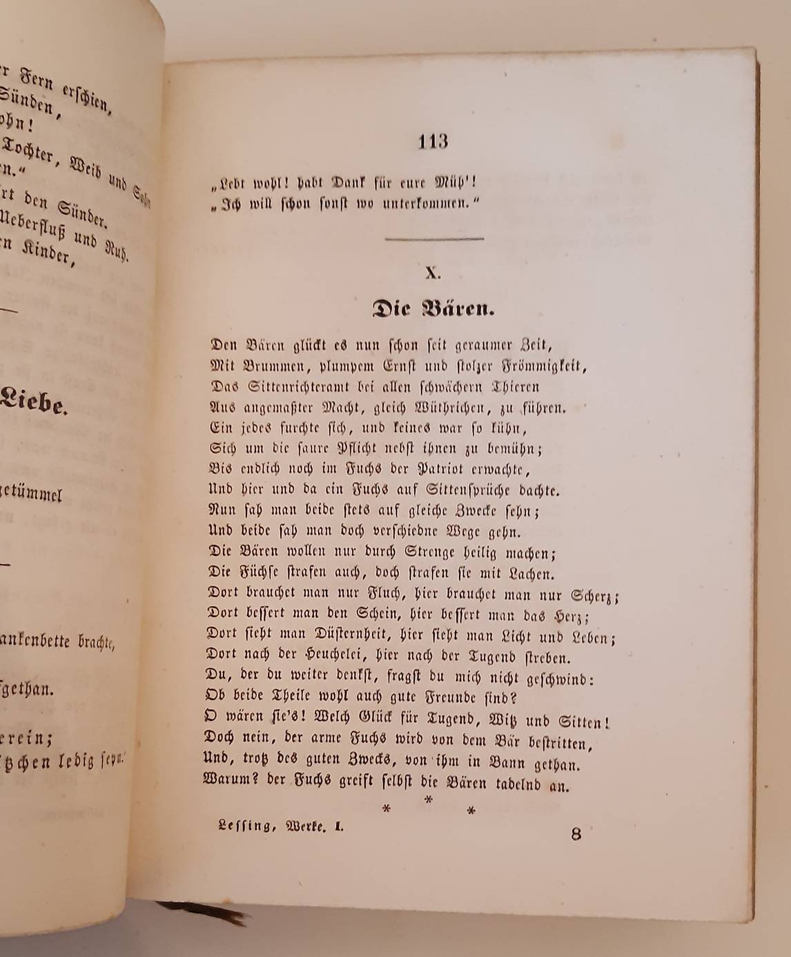 LESSING, GOTTHOLD EPHRAIM. G.E. Lessing's gesammelte Werke. Neue rechtmässige Ausgabe. 10 vols. in 5 vols. Complete edition.